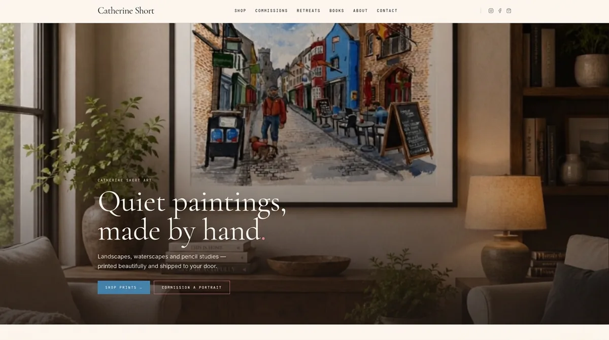 The Catherine Short Art website, built by Love To Frame